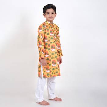 Jilmil boy's ethnic mustard kurta with pant (set of 2) 3