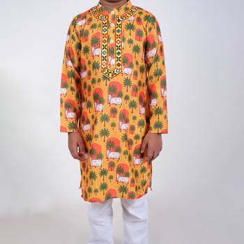 Jilmil boy's ethnic mustard kurta with pant (set of 2) 5