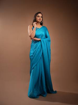 Navya Shimmer Blue Saree 1