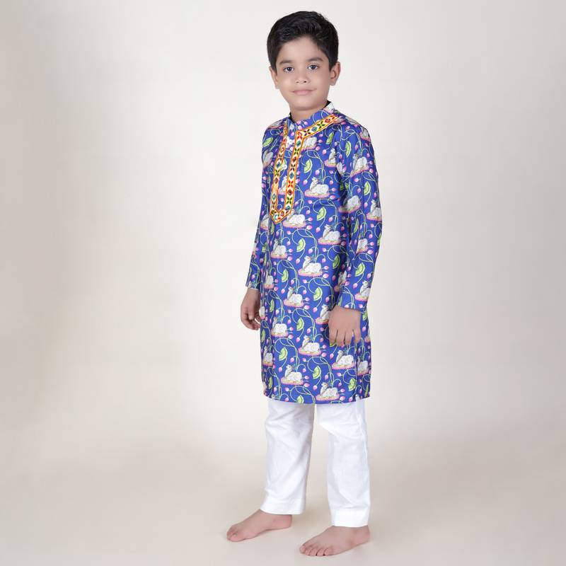 Jilmil boy's ethnic purple kurta with pant (set of 2)