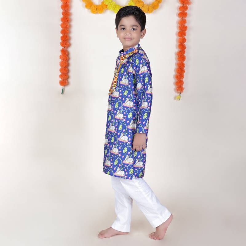 Jilmil boy's ethnic purple kurta with pant (set of 2)