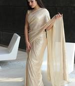 Golden Net Sequin Work Saree