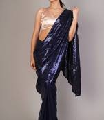 Blue half & half sequin saree