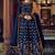 Navy blue color soft net semi stitched embroidered salwar suit