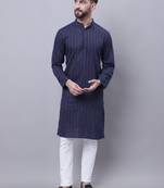 Pure cotton kurta with band collar