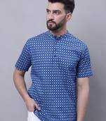 Pure cotton short kurta with band collar