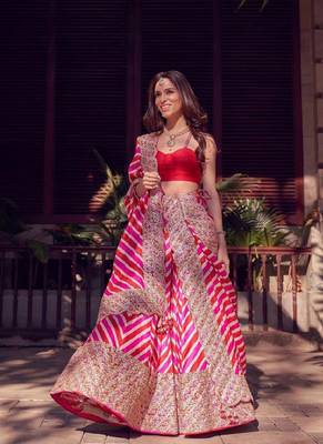 Multicolor Georgette Sequin Embroidered Wedding Lehenga Choli with Unstitched Blouse 2