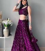 Wine Thread Embroidery Faux Georgette Designer Lehenga Choli With Dupatta