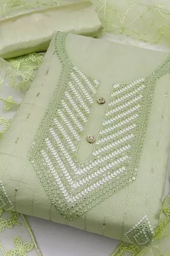 Heavy modal embroidery work salwar suit set with net aari dupatta