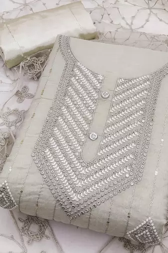 Heavy modal embroidery work salwar suit set with net aari dupatta