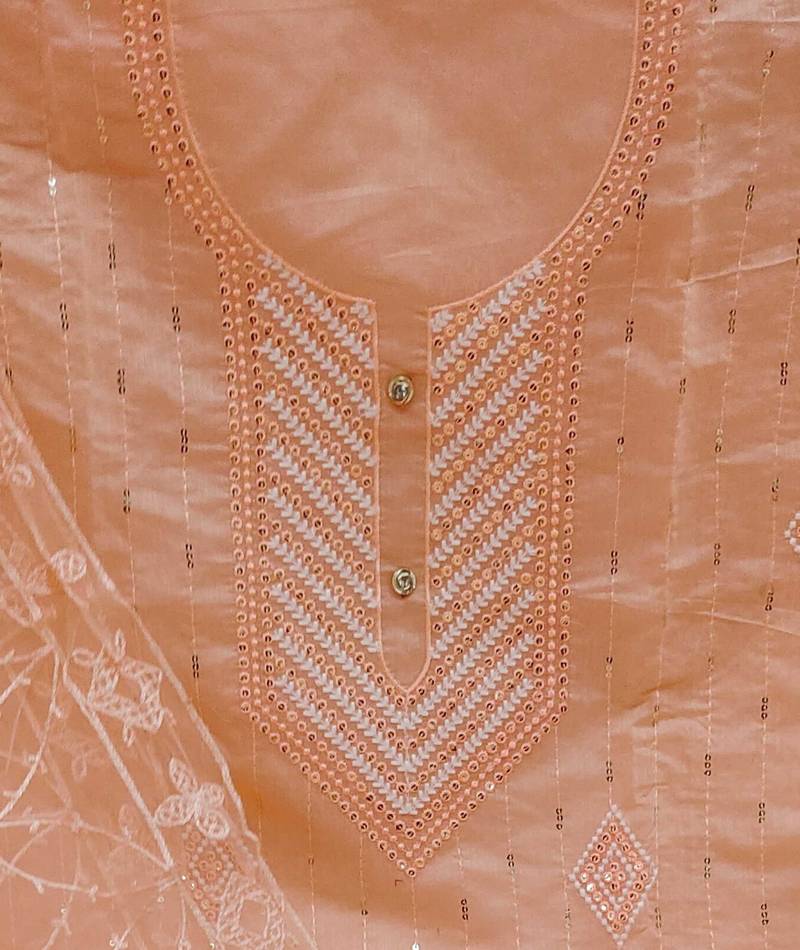 Heavy modal embroidery work salwar suit set with net aari dupatta