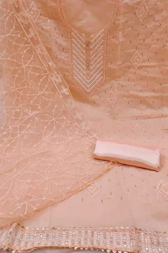 Heavy modal embroidery work salwar suit set with net aari dupatta