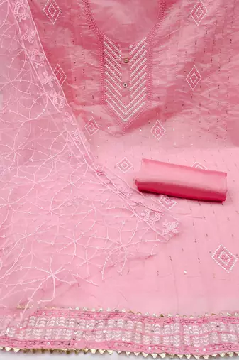 Heavy modal embroidery work salwar suit set with net aari dupatta