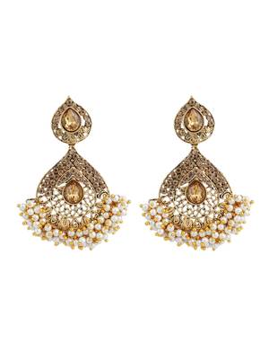 Traditional LCT Stone Studded Drop earring with Teardrop Shape Design 2