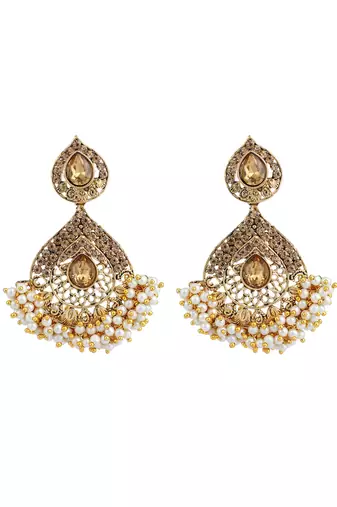 Traditional LCT Stone Studded Drop earring with Teardrop Shape Design