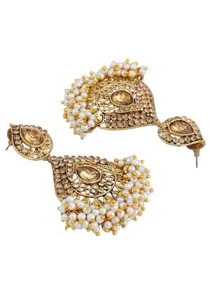 Traditional LCT Stone Studded Drop earring with Teardrop Shape Design 3