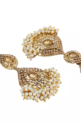 Traditional LCT Stone Studded Drop earring with Teardrop Shape Design