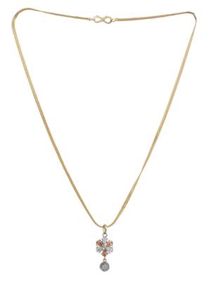 Stylish Gold Tone Sleek Chain Pendant Earring , Bracelet and Ring White AD Set 3