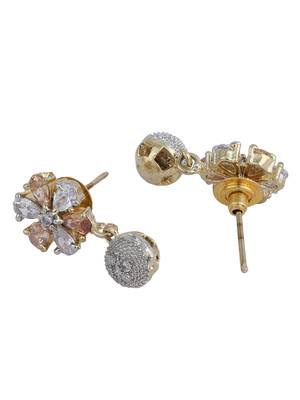 Stylish Gold Tone Sleek Chain Pendant Earring , Bracelet and Ring White AD Set 5