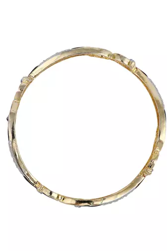 Set of 2 Black Gold-Plated Stone-Studded Enaemelled Handcrafted Bangles