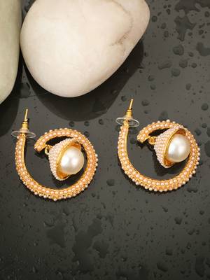 Stylish Spiral Shape Pearl Cluster With a Bell Shape Jhumka Chanbali 1
