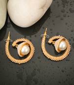 Stylish Spiral Shape Pearl Cluster With a Bell Shape Jhumka Chanbali