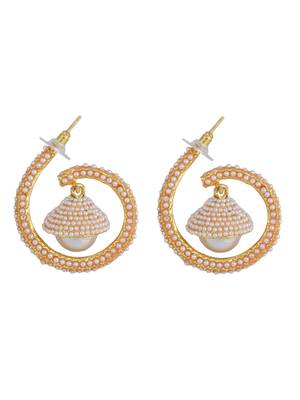 Stylish Spiral Shape Pearl Cluster With a Bell Shape Jhumka Chanbali 2