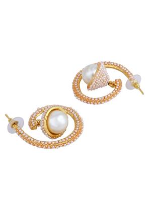 Stylish Spiral Shape Pearl Cluster With a Bell Shape Jhumka Chanbali 3