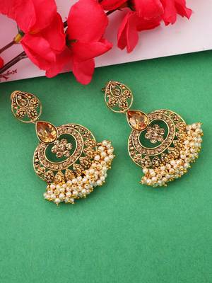 Traditional LCT Stone Studded Chandbali with Center Flower Design 1