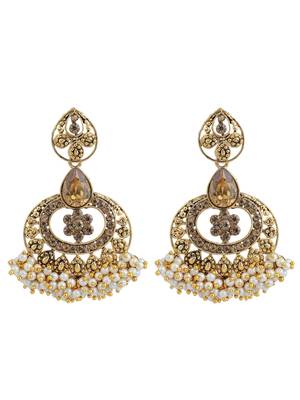 Traditional LCT Stone Studded Chandbali with Center Flower Design 2
