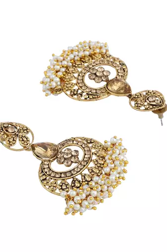 Traditional LCT Stone Studded Chandbali with Center Flower Design