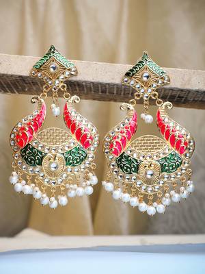 Multi Colour Gold Plated Designer Meenakari Pearl Cluster 2