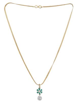 Stylish Gold Tone Sleek Chain Pendant Earring , Bracelet and Ring Green AD Set 3
