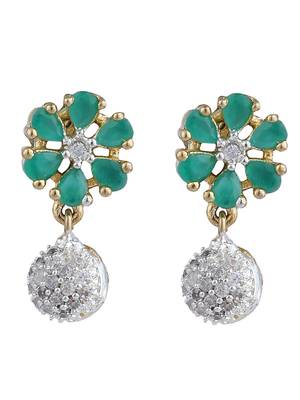 Stylish Gold Tone Sleek Chain Pendant Earring , Bracelet and Ring Green AD Set 4