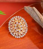 Indian Design Grey Bead And Stone studded Adjustable Cocktail Ring