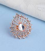 Indian Design White Stone studded Adjustable teardrop Shape Cocktail Ring