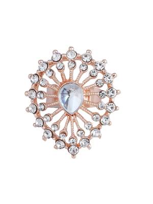 Indian Design White Stone studded Adjustable teardrop Shape Cocktail Ring 2