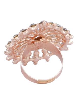 Indian Design White Stone studded Adjustable teardrop Shape Cocktail Ring 4
