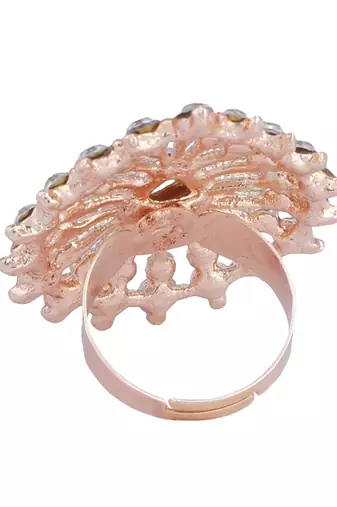 Indian Design White Stone studded Adjustable teardrop Shape Cocktail Ring