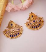 Traditional Gold Plated Stone Studded Blue Chandbali Earring