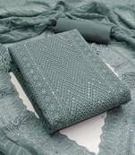 Georgette embroidered ensemble with heavy crepe bottom & chiffli dupatta dress material