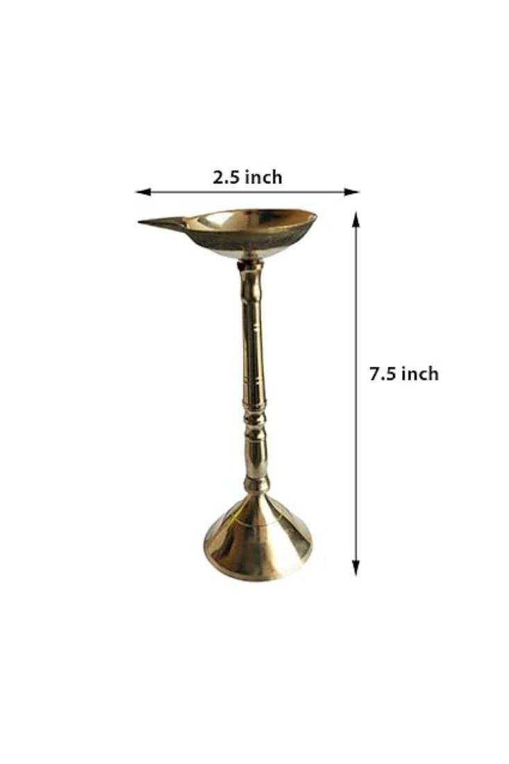 Salvus APP SOLUTIONS Traditional Brass Diya Stand/Deepak/Oil Lamp for Temple, Home & Office Decor, (Golden_7.5 Inch)