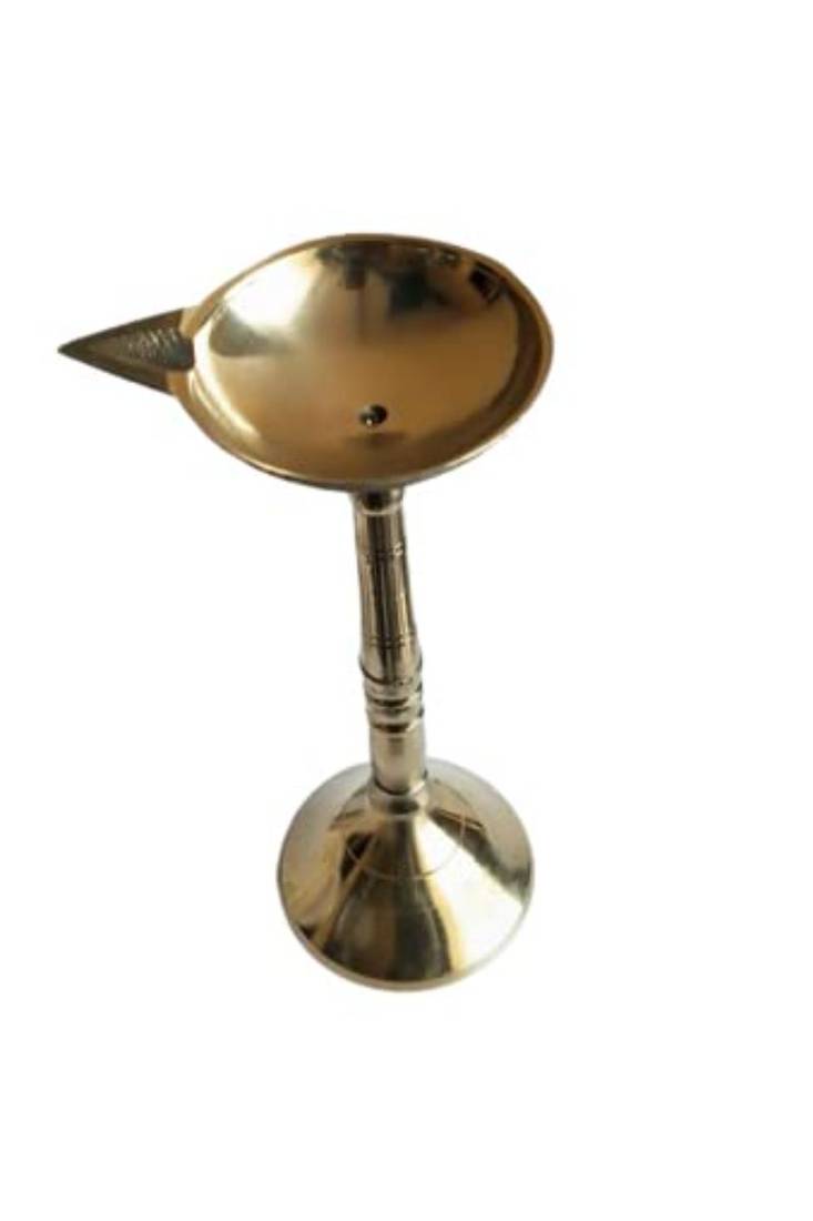 Salvus APP SOLUTIONS Traditional Brass Diya Stand/Deepak/Oil Lamp for Temple, Home & Office Decor, (Golden_7.5 Inch)