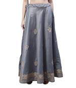 Grey chanderi silk hand gota patti work ethnic lehenga skirt
