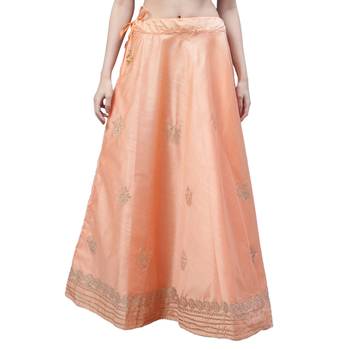 Peach chanderi silk hand gota patti work ethnic lehenga skirt 1