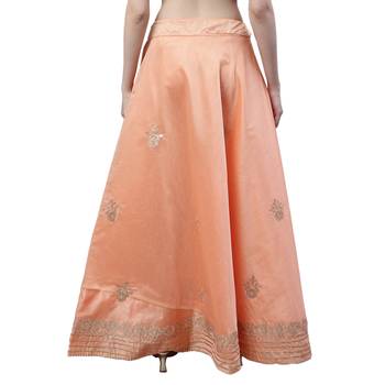 Peach chanderi silk hand gota patti work ethnic lehenga skirt 2