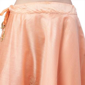 Peach chanderi silk hand gota patti work ethnic lehenga skirt 5
