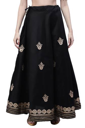 Black chanderi silk hand gota patti work ethnic lehenga skirt