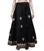 Black chanderi silk hand gota patti work ethnic lehenga skirt