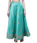 Sea green chanderi silk hand gota patti work ethnic lehenga skirt